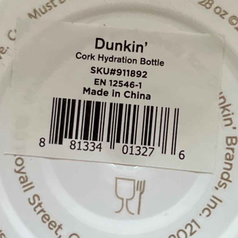 NWT Dunkin’ Cork Hydration Bottle